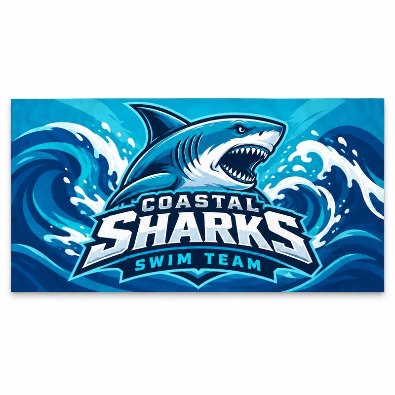 Coastal Sharks swim team beach towel