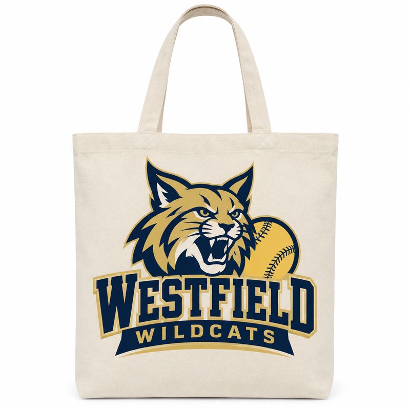 Canvas tote bag with Westfield Wildcats team logo