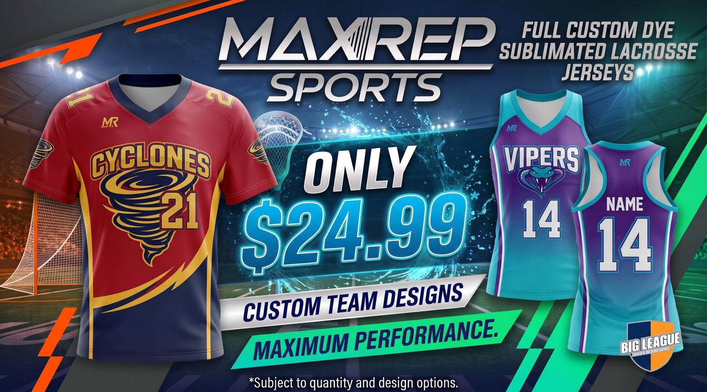 MaxRep Sports full custom dye sublimated lacrosse uniforms